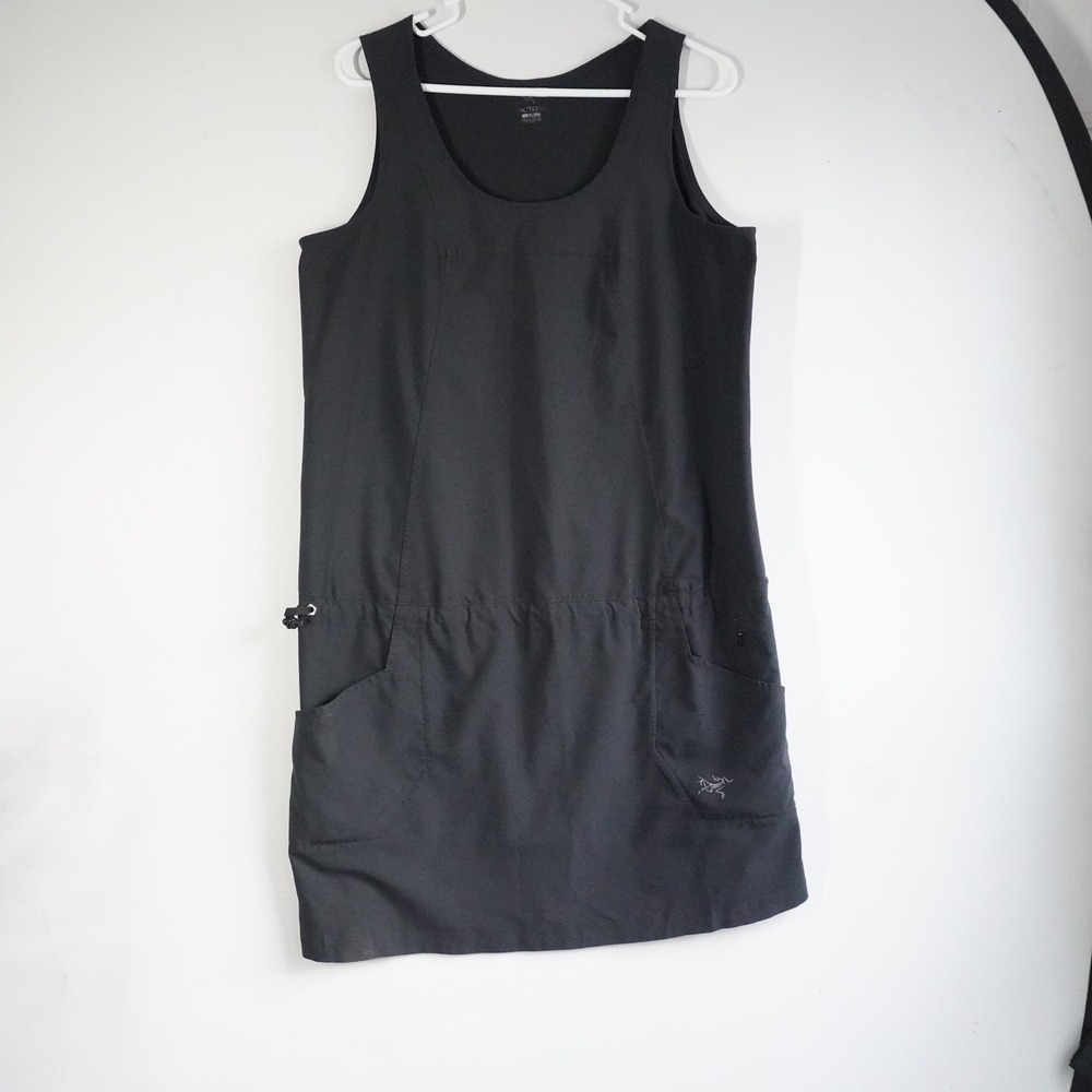 Arcteryx Contenta Black Sleeveless Technical Shift Dress Adjustable L Gorp Hike